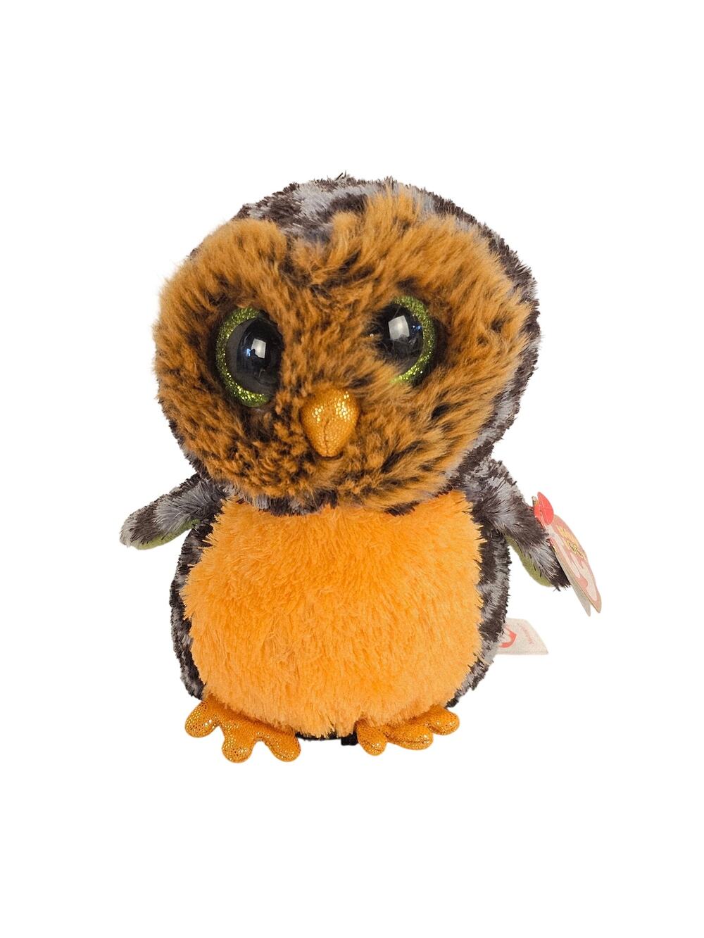 Ty Beanie Boos Midnight Owl Plush Stuffed Animal 6” w/ Tags Orange Gray
